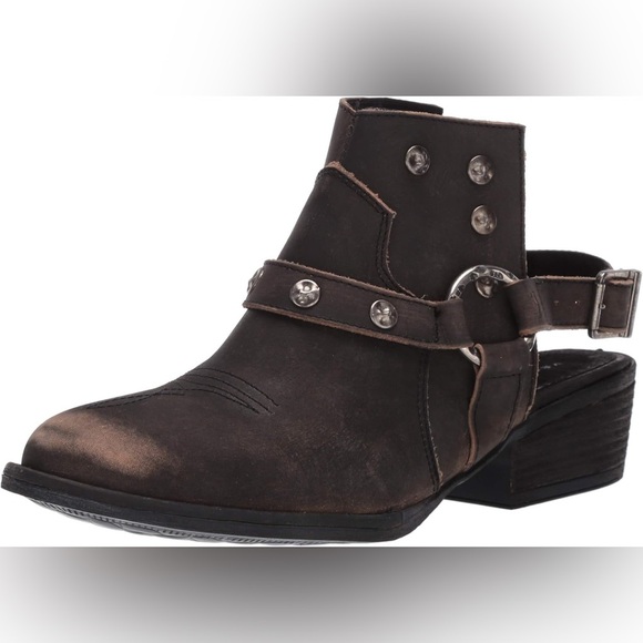 Very Volatile Charcoal Harness Distressed Leather Ankle Boots - Picture 2 of 7